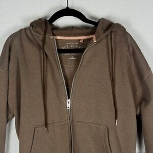 Free Planet Mens Brown Full Zip Fleece Hoodie Sweatshirt Size Medium Relaxed Fit